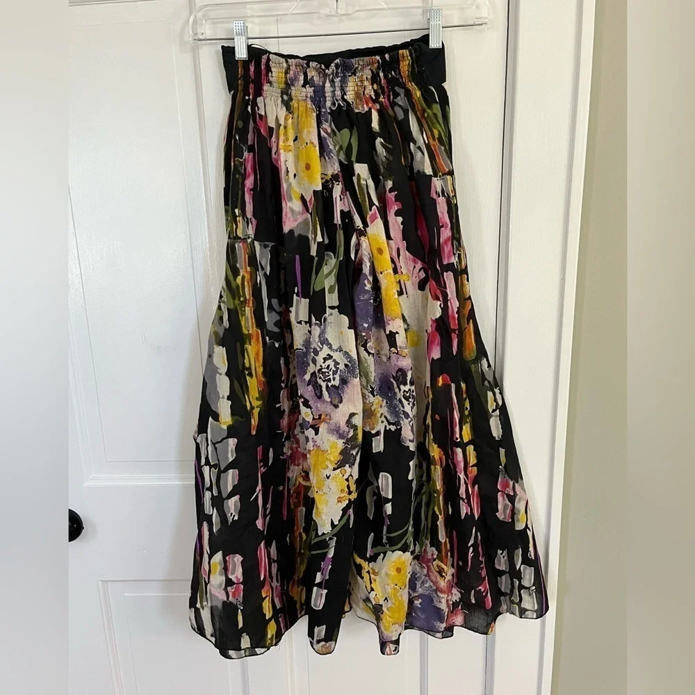 Happy Few Bohemian Wide Leg Lightweight Colorful Pull On Cotton Pants Artsy S/M